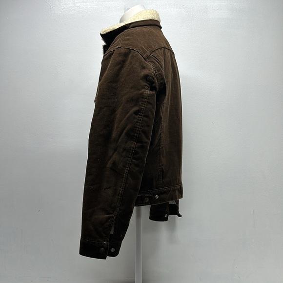 Levi’s Coat Sherpa Lined Jacket Corduroy Brown Snap Vintage USA Made Men's 40 - Picture 5 of 10